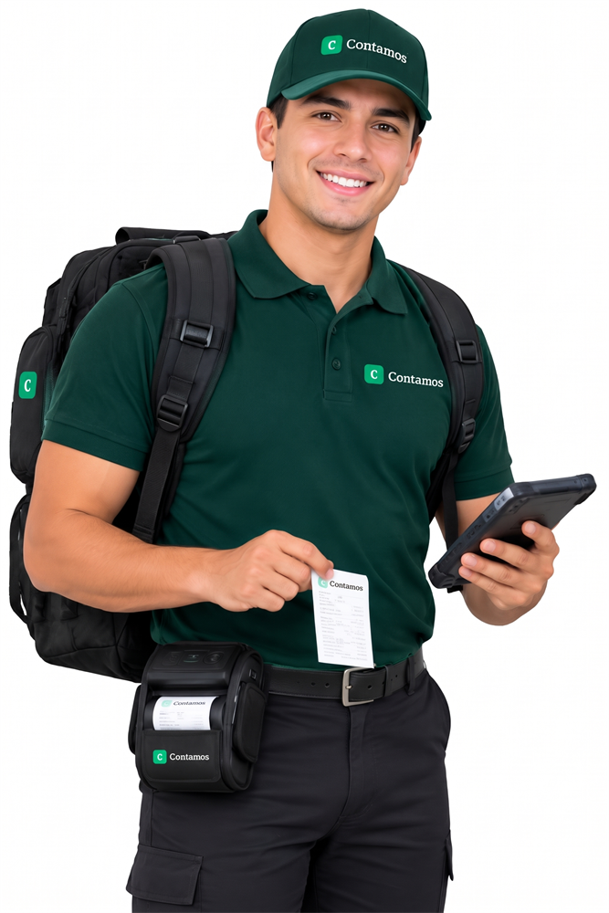 Gestor Contamos con celular e impresora térmica